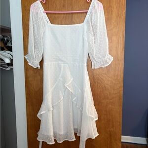 Francesca's White Puff Sleeve Mini Dress. Worn once.